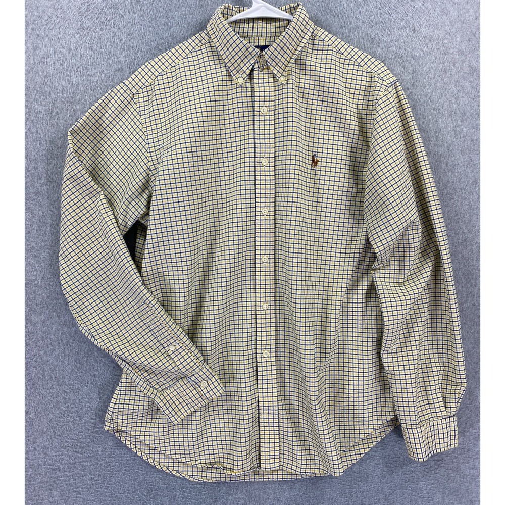 Polo Ralph Lauren Shirt Mens Large Classic Fit Button Check Pony Long Sleeve